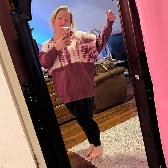 The Lounge Life Weekendย Sweatshirt 1XL Tye-dyed Pink &โWhiteโOverโSized - Picture 3 of 10